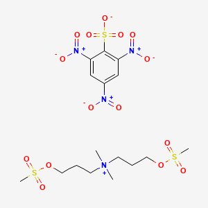 molecular formula C16H26N4O15S3 B12816655 Ammonium, bis(3-hydroxypropyl)dimethyl-, 2,4,6-trinitrobenzenesulfonate, dimethanesulfonate, (ester) CAS No. 3506-06-7