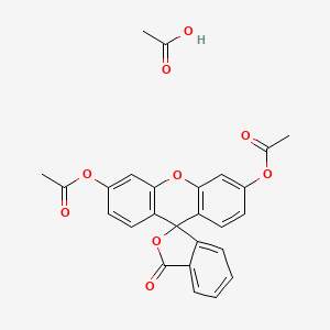 molecular formula C26H20O9 B12816693 Acetic acid;(6'-acetyloxy-3-oxospiro[2-benzofuran-1,9'-xanthene]-3'-yl) acetate 