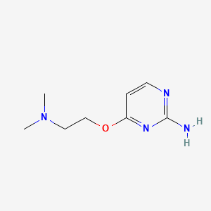 molecular formula C8H14N4O B12816978 Pyrimidine, 2-amino-4-(2-dimethylaminoethoxy)- CAS No. 102207-77-2