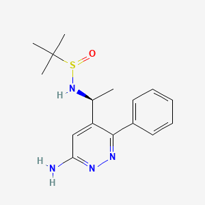 molecular formula C16H22N4OS B12820893 N-((S)-1-(6-Amino-3-phenylpyridazin-4-yl)ethyl)-2-methylpropane-2-sulfinamide 