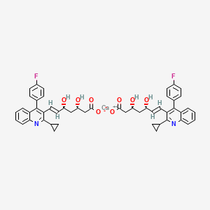 molecular formula C50H46CaF2N2O8 B12821455 calcium;(E,3R,5S)-7-[2-cyclopropyl-4-(4-fluorophenyl)quinolin-3-yl]-3,5-dihydroxyhept-6-enoate;(E,3S,5R)-7-[2-cyclopropyl-4-(4-fluorophenyl)quinolin-3-yl]-3,5-dihydroxyhept-6-enoate 