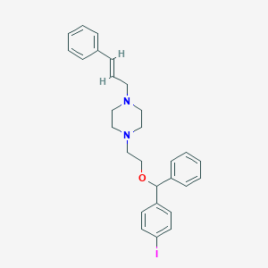 molecular formula C28H31IN2O B128217 1-[2-[(4-iodophenyl)-phenylmethoxy]ethyl]-4-[(E)-3-phenylprop-2-enyl]piperazine CAS No. 148832-04-6