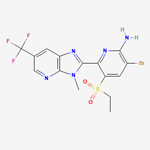 molecular formula C15H13BrF3N5O2S B12821986 3-Bromo-5-(ethylsulfonyl)-6-(3-methyl-6-(trifluoromethyl)-3H-imidazo[4,5-b]pyridin-2-yl)pyridin-2-amine 