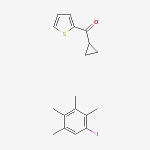 molecular formula C18H21IOS B12822004 Cyclopropyl(thiophen-2-yl)methanone;1-iodo-2,3,4,5-tetramethylbenzene 