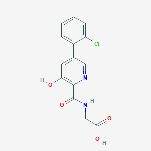 molecular formula C14H11ClN2O4 B12822667 2-(5-(2-Chlorophenyl)-3-hydroxypicolinamido)acetic acid 