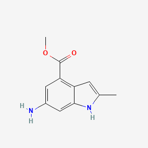 molecular formula C11H12N2O2 B12822763 6-Amino-2-methyl-1H-indole-4-carboxylic acid methyl ester 