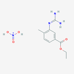 molecular formula C11H17N4O5+ B12823264 Ethyl 3-[(Aminoiminomethyl)amino]-4-methylbenzoate Mononitrate 