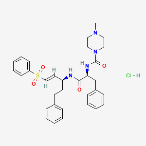 molecular formula C32H39ClN4O4S B12823546 N-[(2S)-1-[[(E,3S)-1-(benzenesulfonyl)-5-phenylpent-1-en-3-yl]amino]-1-oxo-3-phenylpropan-2-yl]-4-methylpiperazine-1-carboxamide;hydrochloride CAS No. 502960-92-1