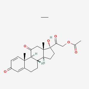 molecular formula C25H34O6 B12824237 ethane;[2-[(8S,9S,10R,13S,14S,17R)-17-hydroxy-10,13-dimethyl-3,11-dioxo-6,7,8,9,12,14,15,16-octahydrocyclopenta[a]phenanthren-17-yl]-2-oxoethyl] acetate 