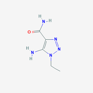 molecular formula C5H9N5O B1282471 5-Amino-1-ethyl-1H-1,2,3-triazole-4-carboxamide CAS No. 99420-47-0