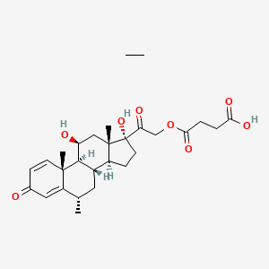 molecular formula C28H40O8 B12825127 4-[2-[(6S,8S,9S,10R,11S,13S,14S,17R)-11,17-dihydroxy-6,10,13-trimethyl-3-oxo-7,8,9,11,12,14,15,16-octahydro-6H-cyclopenta[a]phenanthren-17-yl]-2-oxoethoxy]-4-oxobutanoic acid;ethane 