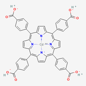molecular formula C48H28CdN4O8 B12825276 cadmium(2+);hydron;4-[10,15,20-tris(4-carboxylatophenyl)porphyrin-22,24-diid-5-yl]benzoate 