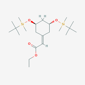 molecular formula C22H44O4Si2 B128253 (3R-trans)-[3,5-Bis[[(1,1-dimethylethyl)dimethylsilyl]oxy]cyclohexylidene]-acetic Acid Ethyl Ester CAS No. 139356-36-8