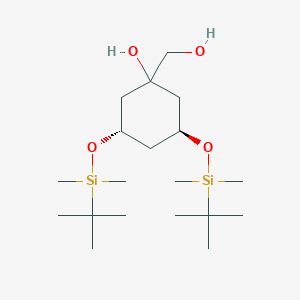 molecular formula C19H42O4Si2 B128259 (3S,5S)-3,5-Bis[[(1,1-dimethylethyl)dimethylsilyl]oxy]-1-hydroxy-cyclohexanemethanol CAS No. 139356-34-6
