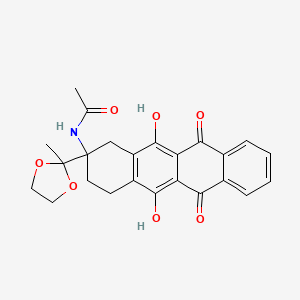 molecular formula C24H23NO7 B12826088 N-[5,12-dihydroxy-2-(2-methyl-1,3-dioxolan-2-yl)-6,11-dioxo-3,4-dihydro-1H-tetracen-2-yl]acetamide 