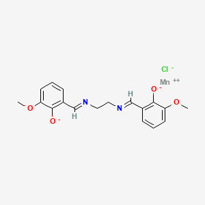 molecular formula C18H18ClMnN2O4- B12826141 Manganese(2+); 2-methoxy-6-[2-[(3-methoxy-2-oxidophenyl)methylideneamino]ethyliminomethyl]phenolate; chloride 
