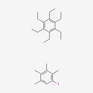 molecular formula C28H43I B12826775 1,2,3,4,5,6-Hexaethylbenzene;1-iodo-2,3,4,5-tetramethylbenzene 