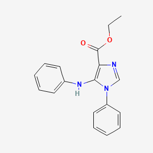molecular formula C18H17N3O2 B12826942 Ethyl1-phenyl-5-phenylaminoimidazole-4-carboxylate 