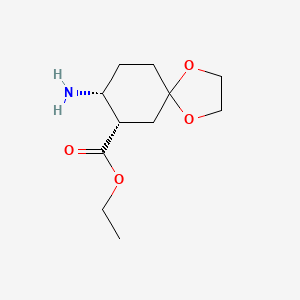 molecular formula C11H19NO4 B12827340 ethyl (7S,8R)-8-amino-1,4-dioxaspiro[4.5]decane-7-carboxylate 