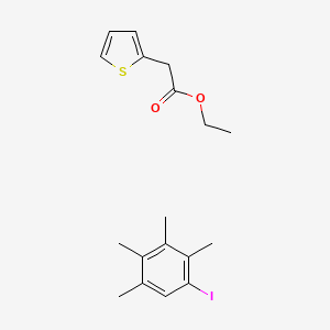 molecular formula C18H23IO2S B12828267 Ethyl 2-thiophen-2-ylacetate;1-iodo-2,3,4,5-tetramethylbenzene 