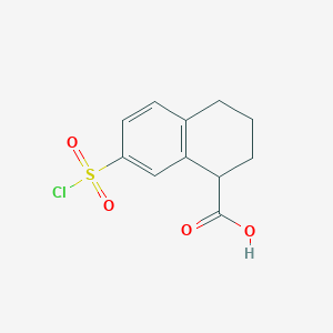 molecular formula C11H11ClO4S B12828661 7-(Chlorosulfonyl)-1,2,3,4-tetrahydronaphthalene-1-carboxylic acid 