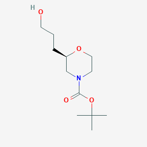 molecular formula C12H23NO4 B12828945 tert-Butyl (R)-2-(3-hydroxypropyl)morpholine-4-carboxylate 