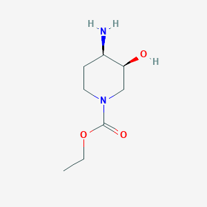 molecular formula C8H16N2O3 B1282914 cis-4-amino-3-hydoxy-1-piperidinecarboxylic acid ethyl ester CAS No. 84100-53-8