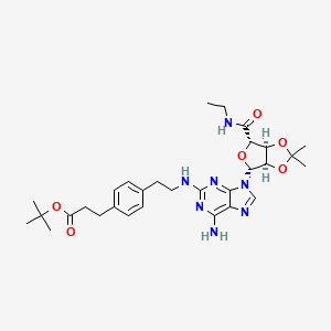 molecular formula C30H41N7O6 B1283038 Tert-butyl 3-[4-[2-[[9-[(3aR,4R,6S,6aS)-6-(ethylcarbamoyl)-2,2-dimethyl-3a,4,6,6a-tetrahydrofuro[3,4-d][1,3]dioxol-4-yl]-6-aminopurin-2-yl]amino]ethyl]phenyl]propanoate 