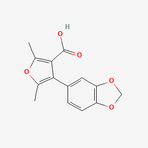 molecular formula C14H12O5 B1283102 4-(1,3-Benzodioxol-5-yl)-2,5-dimethyl-3-furoic acid CAS No. 104794-31-2