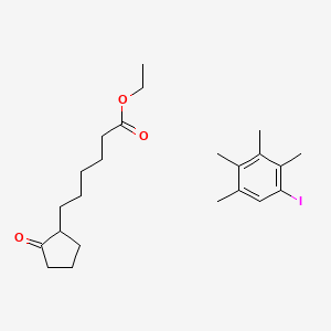 molecular formula C23H35IO3 B12831244 Ethyl 6-(2-oxocyclopentyl)hexanoate;1-iodo-2,3,4,5-tetramethylbenzene 