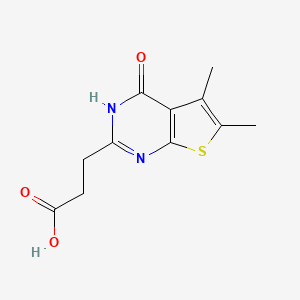molecular formula C11H12N2O3S B1283127 3-{5,6-dimethyl-4-oxo-1H,4H-thieno[2,3-d]pyrimidin-2-yl}propanoic acid 