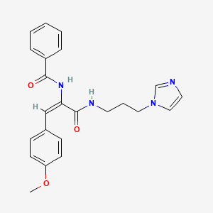molecular formula C23H24N4O3 B12832310 N-(3-((3-(1H-Imidazol-1-yl)propyl)amino)-1-(4-methoxyphenyl)-3-oxoprop-1-en-2-yl)benzamide CAS No. 324561-94-6