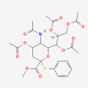 molecular formula C26H33NO12S B1283236 Methyl 5-acetamido-4,7,8,9-tetra-O-acetyl-3,5-dideoxy-2-thiophenyl-D-glycero-a-D-galacto-2-nonulopyranosylonate 