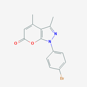 molecular formula C14H11BrN2O2 B128326 1-(4-Bromophenyl)-3,4-dimethylpyrano[2,3-c]pyrazol-6(1H)-one CAS No. 155297-20-4
