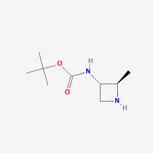 molecular formula C9H18N2O2 B12832654 tert-Butyl ((2R)-2-methylazetidin-3-yl)carbamate 