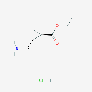 molecular formula C7H14ClNO2 B12832773 ethyl (1R,2R)-2-(aminomethyl)cyclopropane-1-carboxylate;hydrochloride 