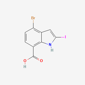 molecular formula C9H5BrINO2 B12832917 4-bromo-2-iodo-1H-indole-7-carboxylic acid 