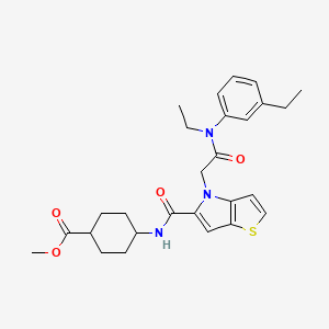 molecular formula C27H33N3O4S B12833172 trans-Methyl 4-(4-(2-(ethyl(3-ethylphenyl)amino)-2-oxoethyl)-4H-thieno[3,2-b]pyrrole-5-carboxamido)cyclohexanecarboxylate 