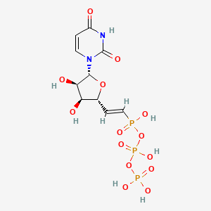 molecular formula C10H15N2O14P3 B12834222 Diphosphoric ((E)-2-((2R,3S,4R,5R)-5-(2,4-dioxo-3,4-dihydropyrimidin-1(2H)-yl)-3,4-dihydroxytetrahydrofuran-2-yl)vinyl)phosphonic anhydride 