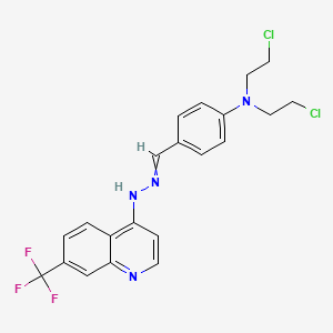 molecular formula C21H19Cl2F3N4 B12834799 N-[(E)-[4-[bis(2-chloroethyl)amino]phenyl]methylideneamino]-7-(trifluoromethyl)quinolin-4-amine CAS No. 91919-63-0