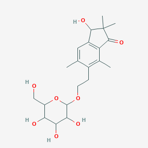 molecular formula C21H30O8 B128366 (3S)-3-hydroxy-2,2,5,7-tetramethyl-6-[2-[(2R,3R,4S,5S,6R)-3,4,5-trihydroxy-6-(hydroxymethyl)oxan-2-yl]oxyethyl]-3H-inden-1-one CAS No. 35943-38-5
