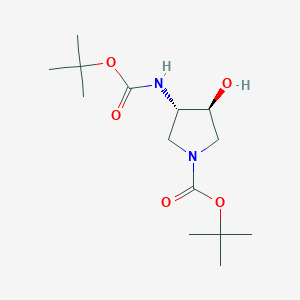 molecular formula C14H26N2O5 B12838538 tert-Butyl (3S,4S)-3-((tert-butoxycarbonyl)amino)-4-hydroxypyrrolidine-1-carboxylate 
