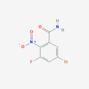 molecular formula C7H4BrFN2O3 B12838941 5-Bromo-3-fluoro-2-nitrobenzamide 