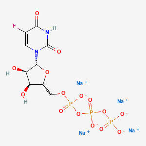 molecular formula C9H10FN2Na4O15P3 B12839710 Sodium ((2R,3S,4R,5R)-5-(5-fluoro-2,4-dioxo-3,4-dihydropyrimidin-1(2H)-yl)-3,4-dihydroxytetrahydrofuran-2-yl)methyl triphosphate 