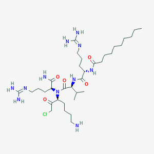 molecular formula C34H66ClN11O5 B12840225 N-((6S,9S,12S)-1,17-Diamino-7-((S)-7-amino-1-chloro-2-oxoheptan-3-yl)-6-carbamoyl-1,17-diimino-9-isopropyl-8,11-dioxo-2,7,10,16-tetraazaheptadecan-12-yl)decanamide 