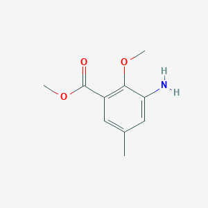 molecular formula C10H13NO3 B12840867 Methyl 3-amino-2-methoxy-5-methylbenzoate 