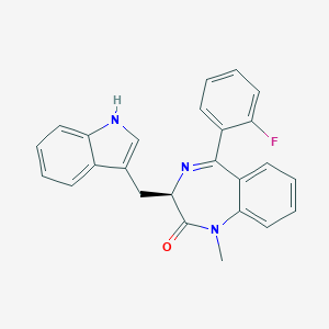 molecular formula C25H20FN3O B012841 (3R)-5-(2-fluorophenyl)-3-(1H-indol-3-ylmethyl)-1-methyl-3H-1,4-benzodiazepin-2-one CAS No. 103342-82-1