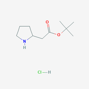 molecular formula C10H20ClNO2 B12841229 tert-Butyl 2-(pyrrolidin-2-yl)acetate hydrochloride 
