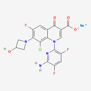 molecular formula C18H11ClF3N4NaO4 B12841612 Sodium 1-(6-amino-3,5-difluoropyridin-2-yl)-8-chloro-6-fluoro-7-(3-hydroxyazetidin-1-yl)-4-oxo-1,4-dihydroquinoline-3-carboxylate 
