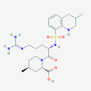 molecular formula C23H36N6O5S B12841987 (2S,4S)-4-Methyl-1-(((3-methyl-1,2,3,4-tetrahydroquinolin-8-yl)sulfonyl)-L-arginyl)piperidine-2-carboxylic acid 